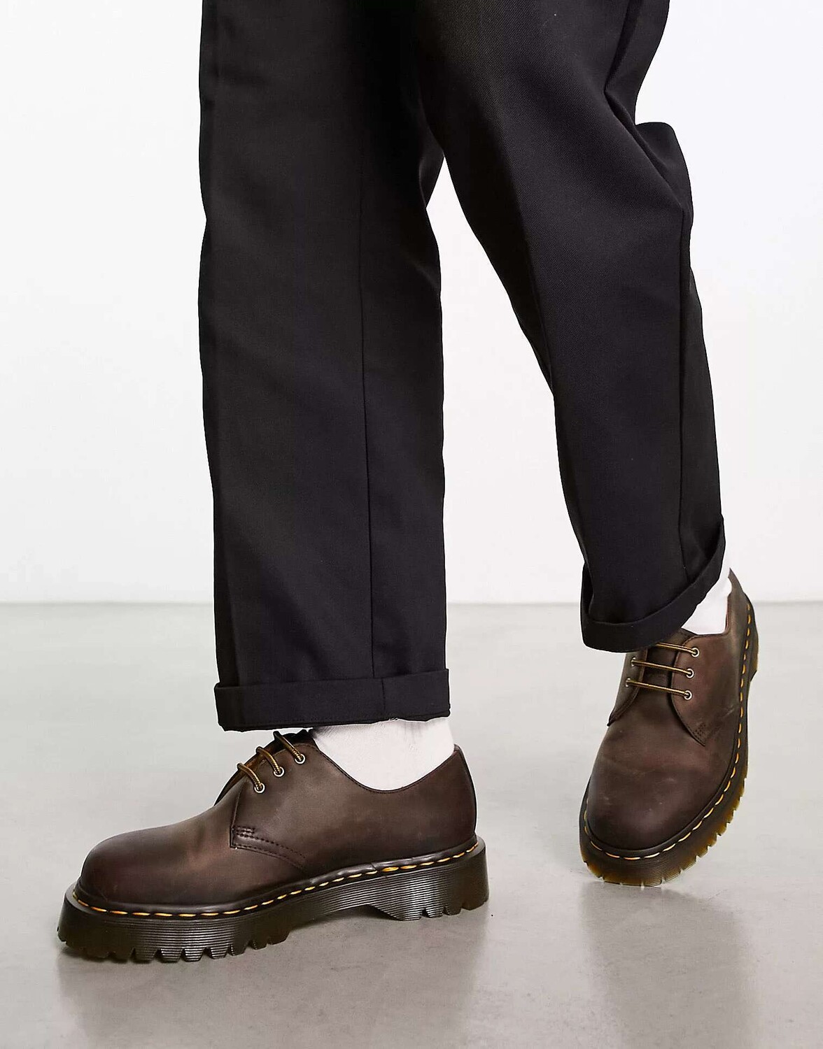 

Темно-коричневые кожаные туфли Dr Martens 1461 Bex с 3 люверсами, Коричневый