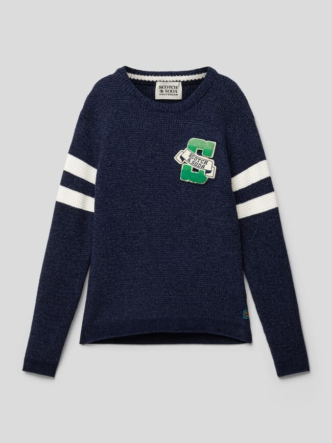 

Вязаный свитер с нашивкой-лейблом Scotch & Soda, синий