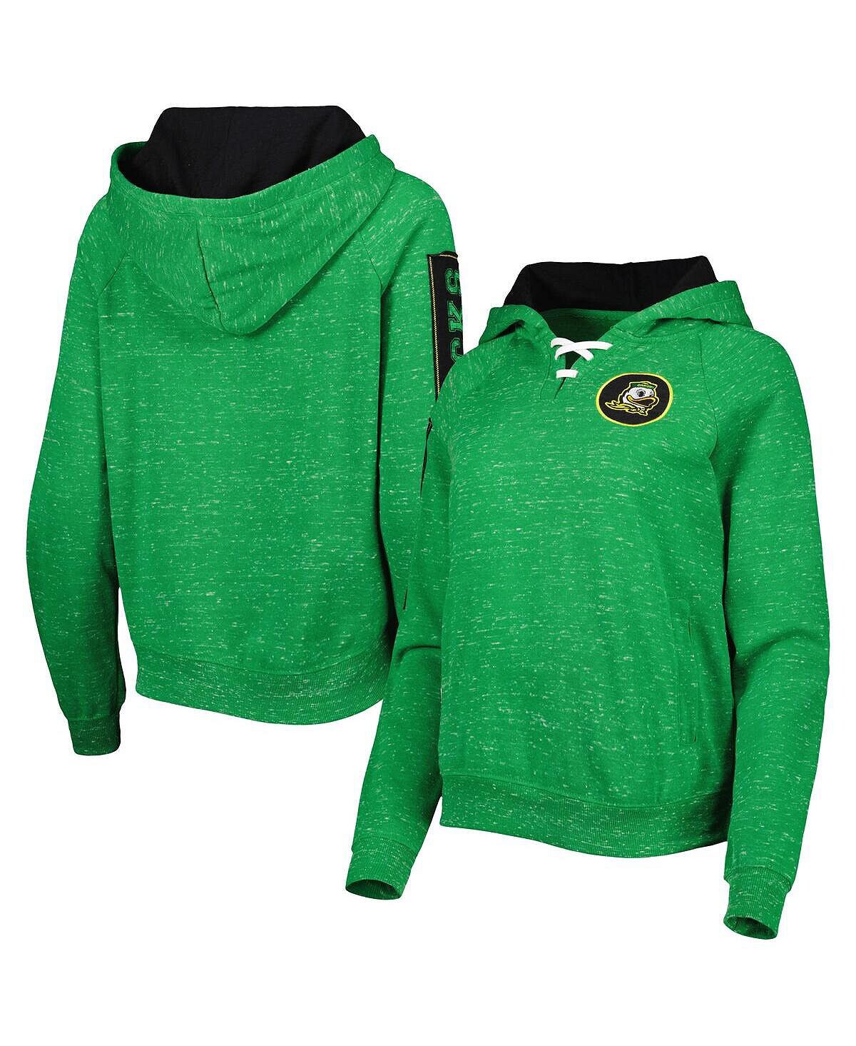 

Женский зеленый пуловер с капюшоном реглан и кружевной отделкой Oregon Ducks The Devil Speckle Colosseum, зеленый