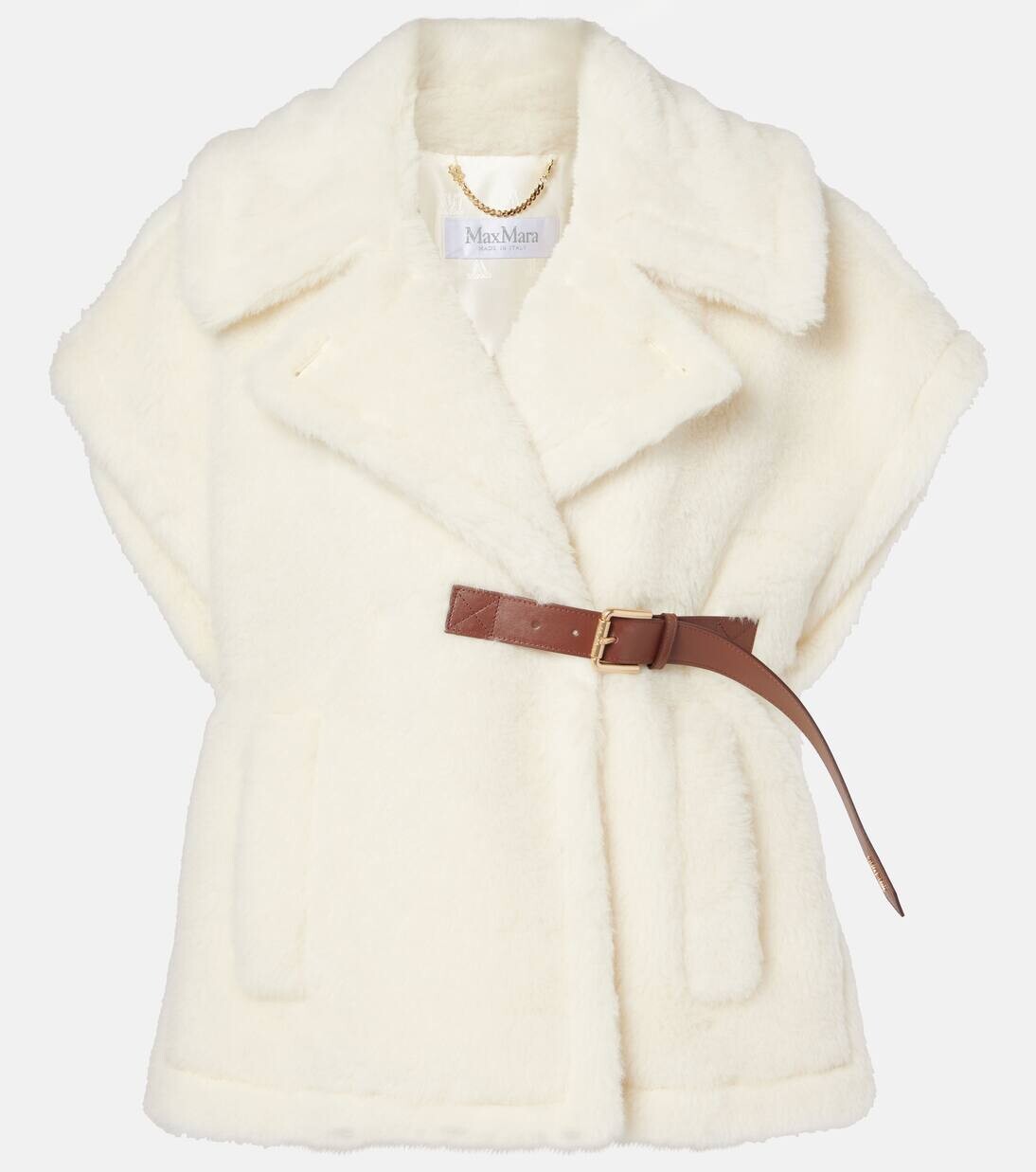 

Накидка-тедди из шерсти и шелка Abavo Max Mara, цвет bianco