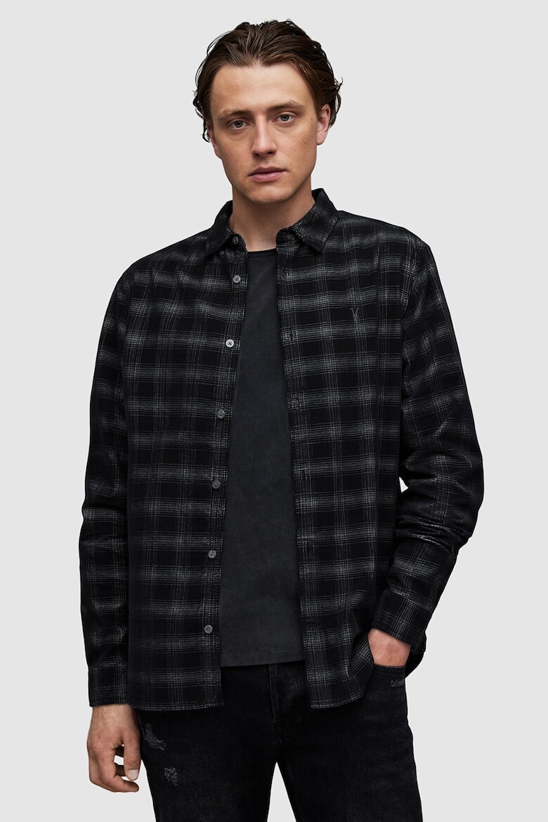 

Рубашка в клетку Eastburn из хлопка Allsaints, черный