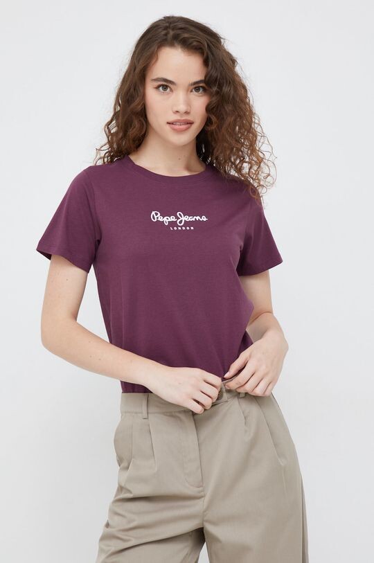 

Хлопковая футболка Pepe Jeans, фиолетовый