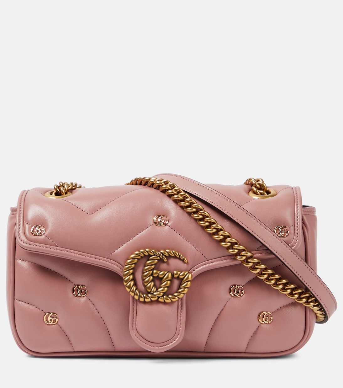 Маленькая кожаная сумка через плечо Gucci, розовый фото