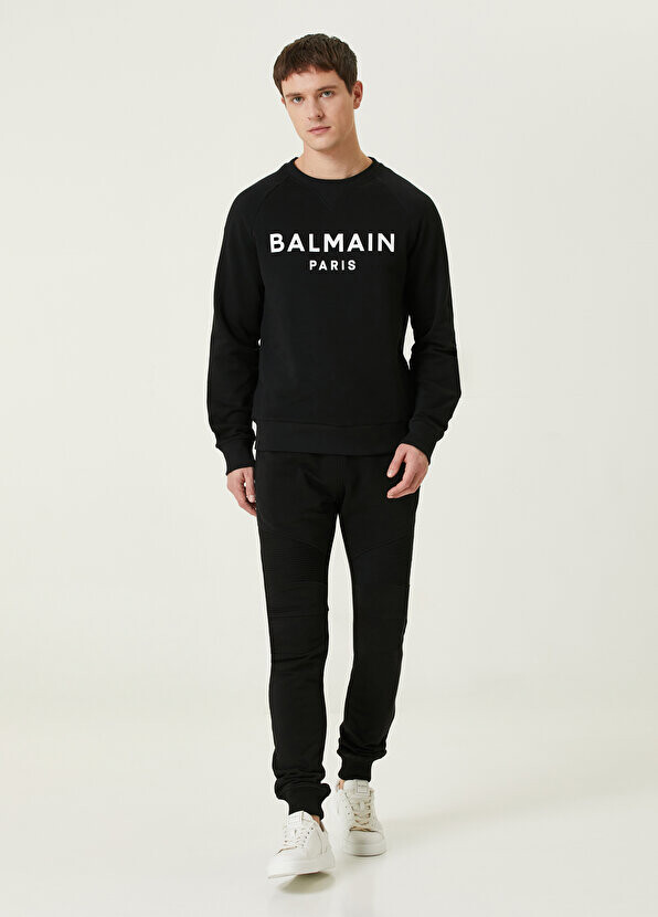 

Черно-белые спортивные штаны-джоггеры с логотипом Balmain, Черный
