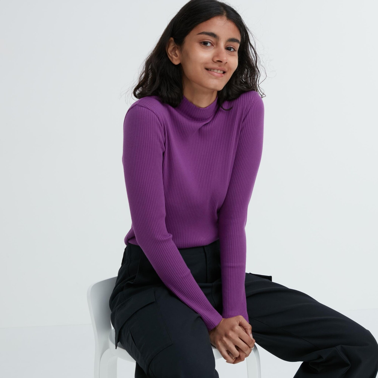 

Водолазка в рубчик Uniqlo, фиолетовый