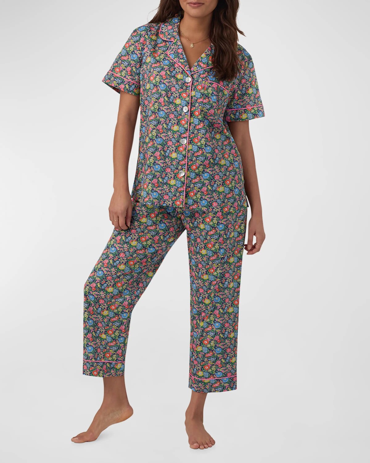 

Укороченный пижамный комплект Tana Lawn с цветочным принтом BedHead Pajamas, цвет Clare Rich