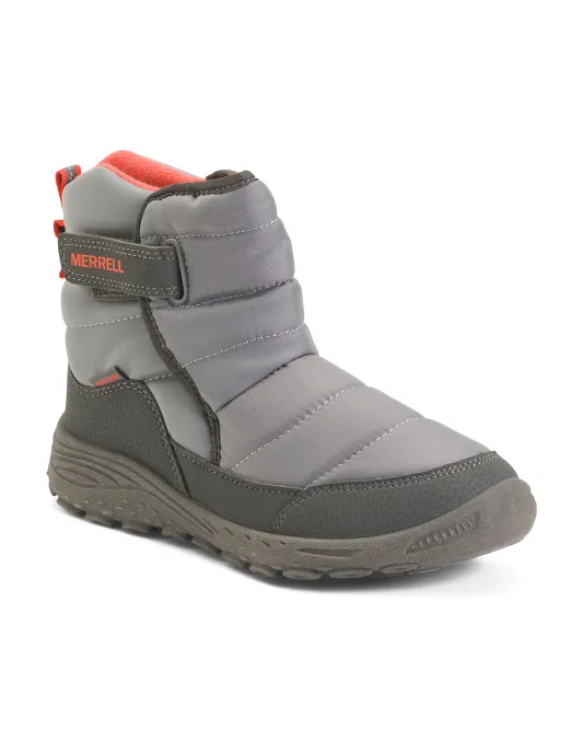 

Зимние ботинки Polar Puffer (Little Kid, Big Kid) Merrell, серый/оранжевый