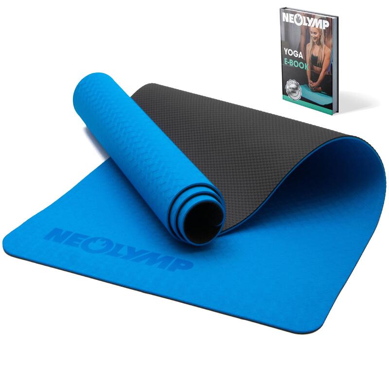 Коврик для йоги синего цвета - спортивный коврик, коврик для фитнеса, коврик для пилатеса. NEOLYMP, цвет blau