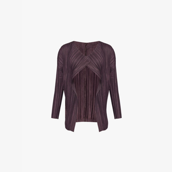 

Длинный вязаный кардиган с плиссированной текстурой Pleats Please Issey Miyake, коричневый