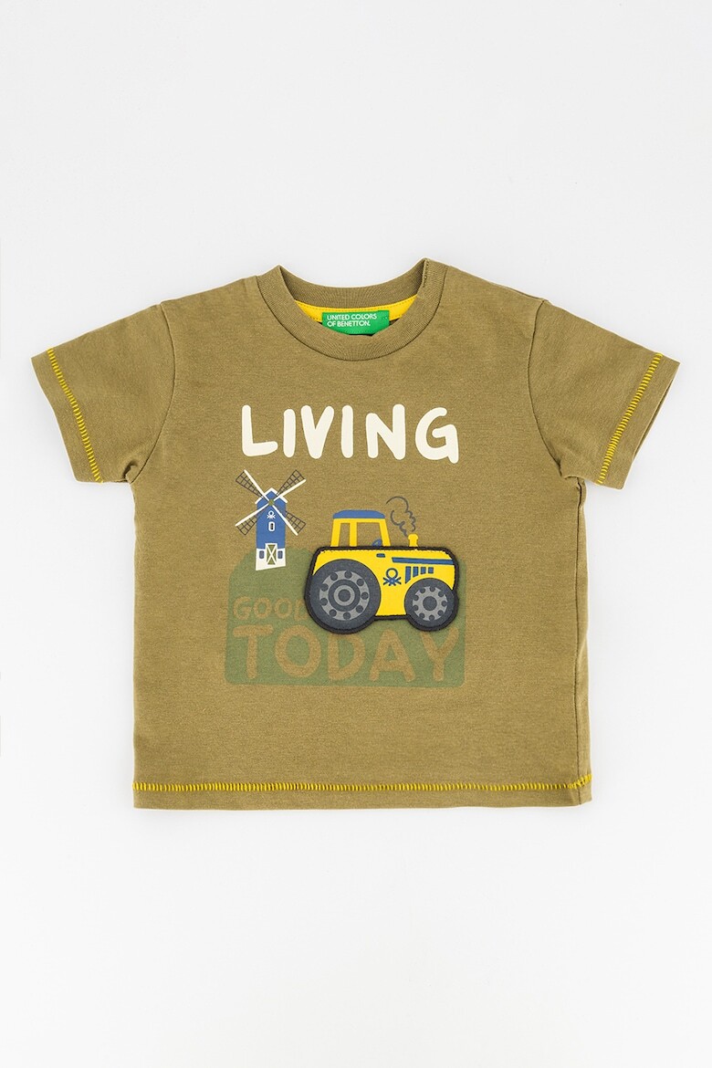 

Футболка с овальным вырезом и принтом United Colors Of Benetton, зеленый