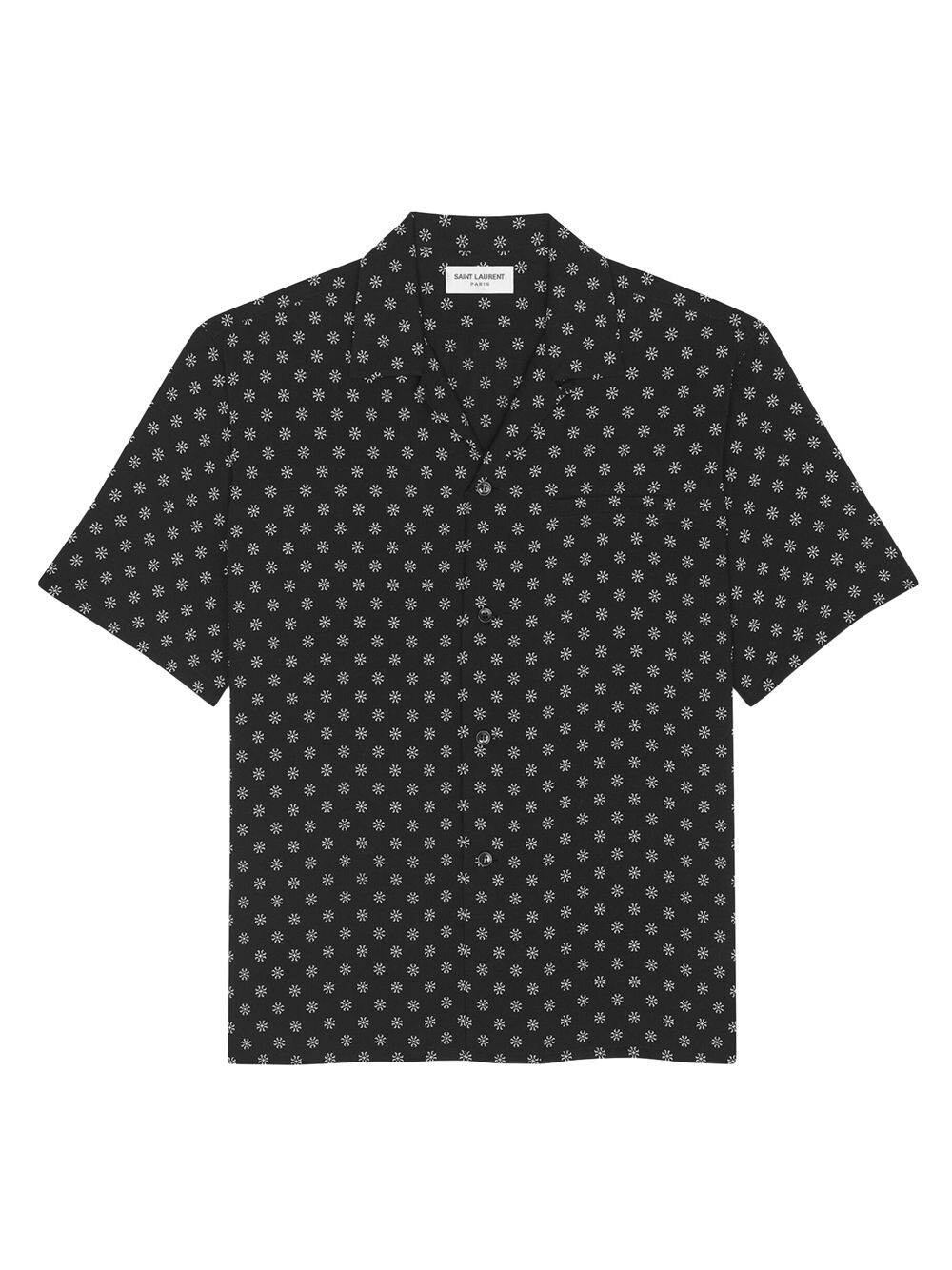 

Рубашка с акульим воротником из вискозы в горошек Saint Laurent, нуарный