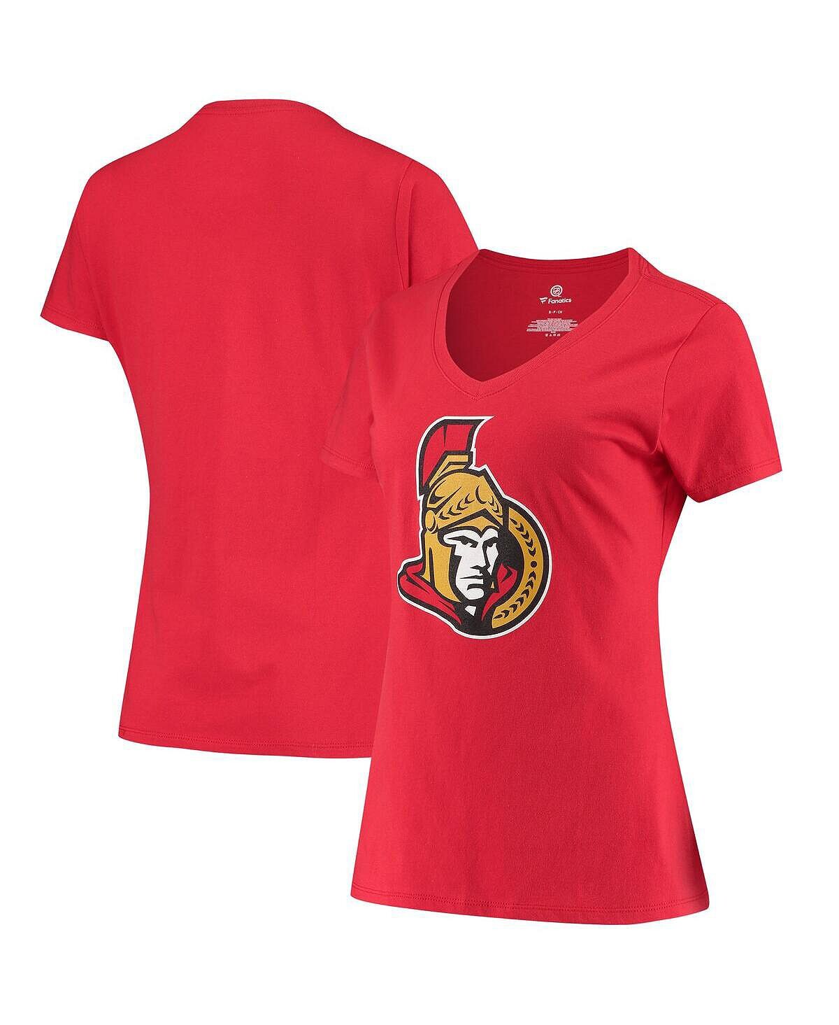 

Женская красная футболка с v-образным вырезом и логотипом Ottawa Senators Primary Fanatics, красный