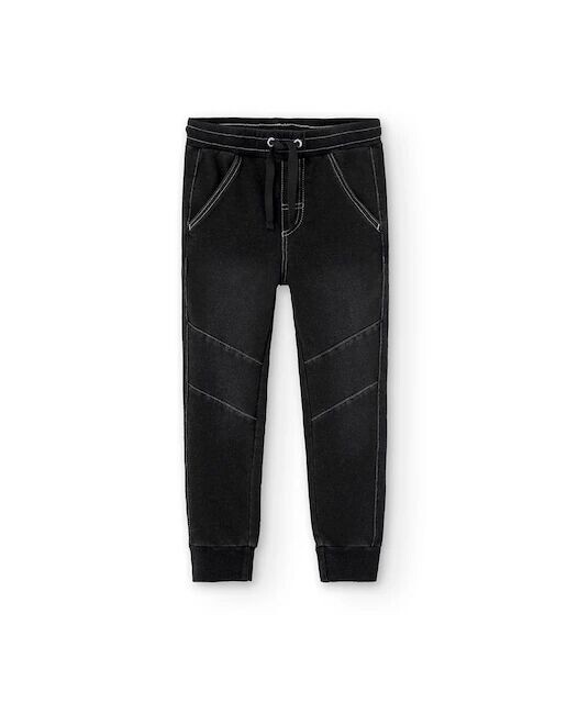 

Джинсовые спортивные брюки для мальчика с эластичной резинкой на талии и карманами Boboli, черный