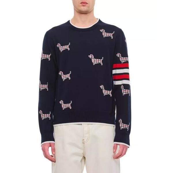 

Пулловер 4 bar stripe virgin wool crewneck pullover Thom Browne, синий