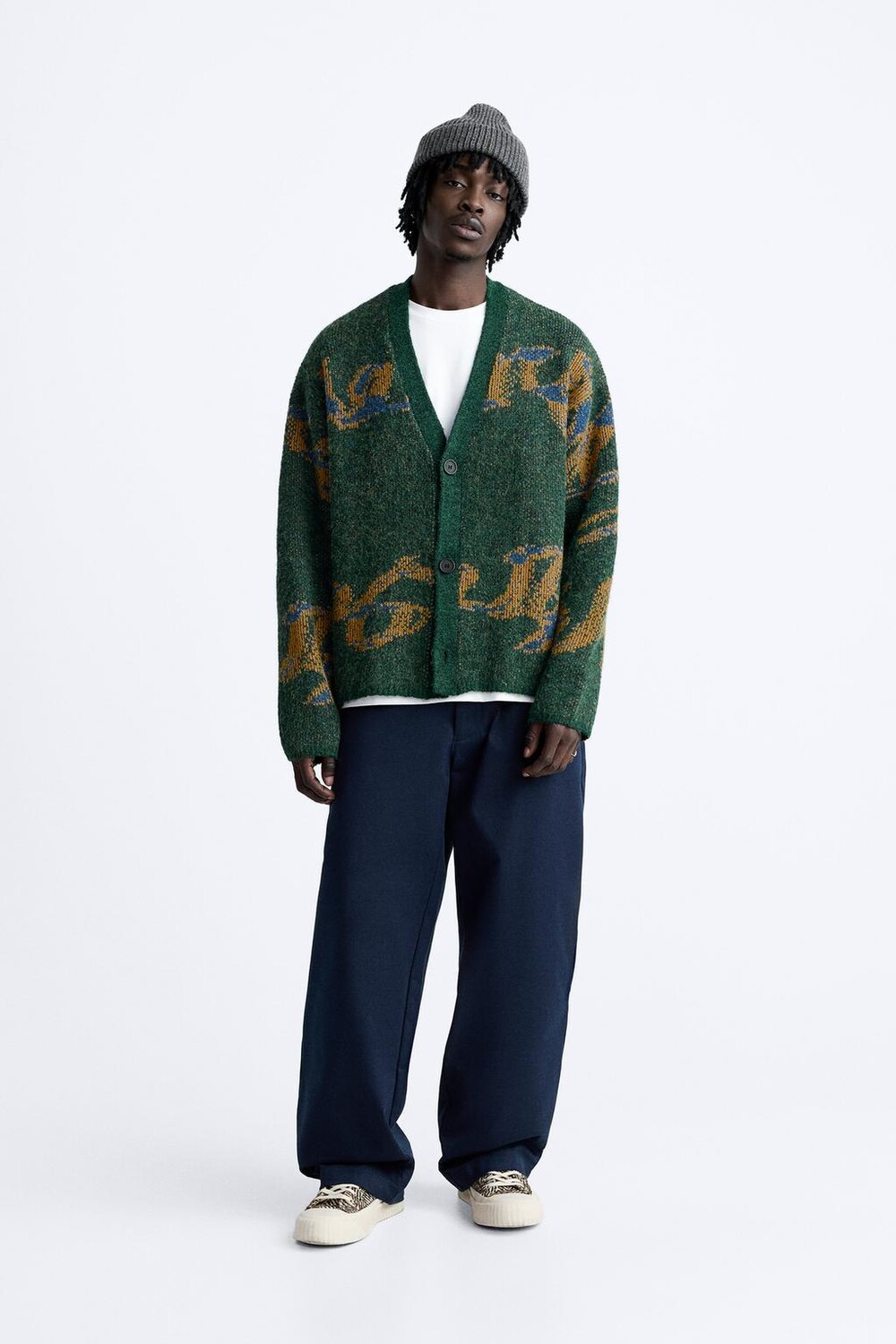 

Абстрактный жаккардовый кардиган ZARA, зеленый