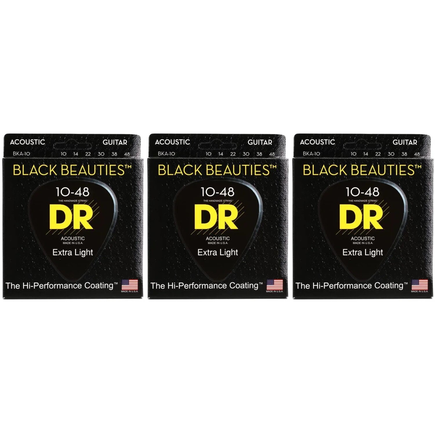 

DR Strings BKA-10 Black Beauties K3 Струны для акустической гитары с покрытием — .010-.048 Extra Light (3 шт. в упаковке)