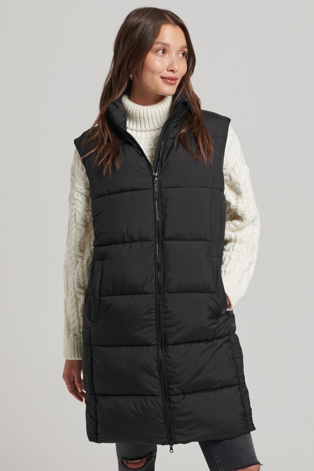 

Quilted Studios без рукавов длинного кроя Superdry, черный