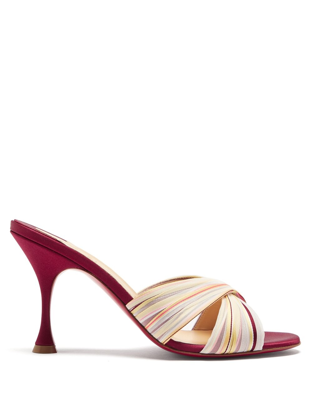 

Босоножки nicol 85 из шелкового атласа в полоску Christian Louboutin, красный