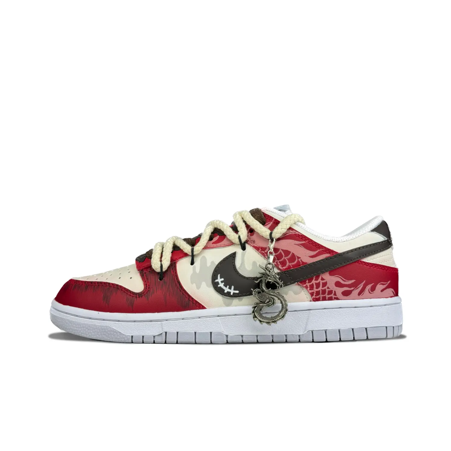 

Кроссовки Nike Dunk Skateboarding Shoes Women's Low-top Red/white, темно-красный