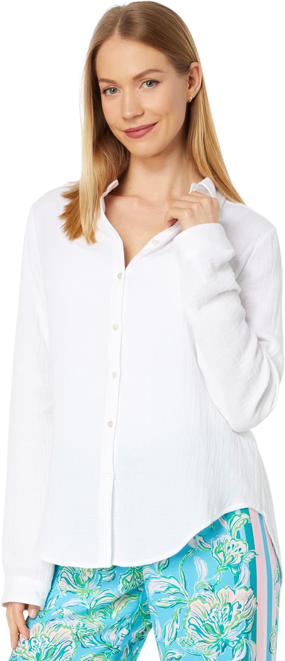 Джинсовая рубашка на пуговицах Lilly Pulitzer, цвет Resort White