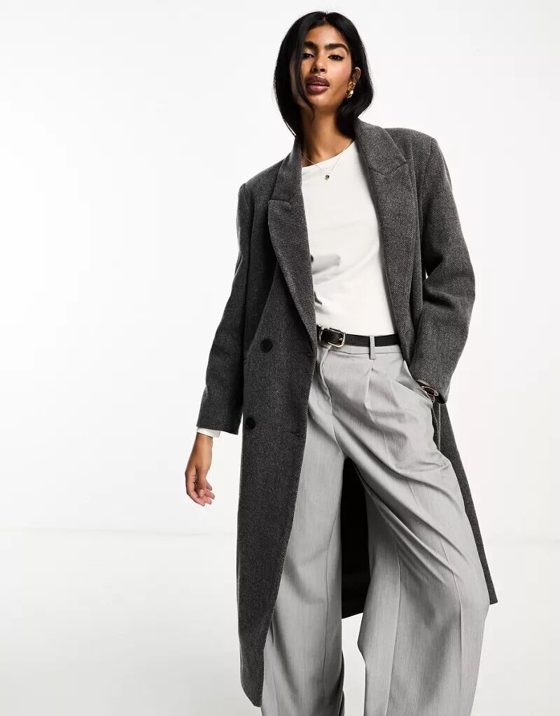 

Серое школьное пальто из твила для папы ASOS