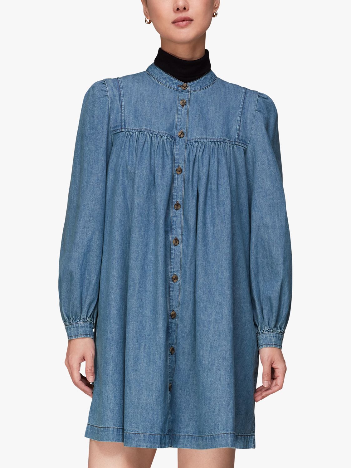 Джинсовое мини-платье-трапеция из шамбре Whistles, синий платье миди cody из шамбре whistles джинсовая ткань