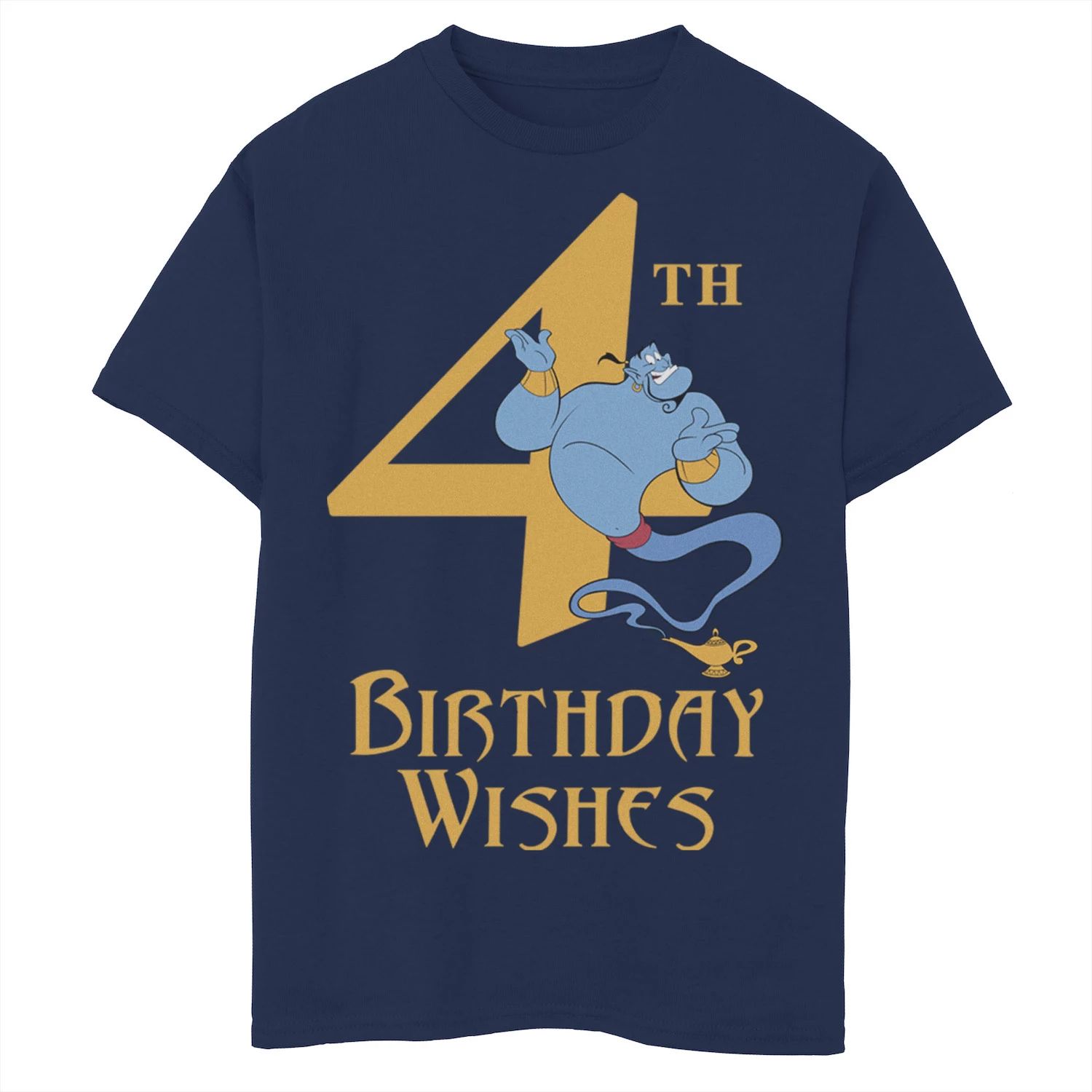 Футболка с изображением Джина на 4-й день рождения для мальчиков 8–20 лет Disney's Aladdin Disney футболка с изображением рожденного февраля 1950 года ограниченный выпуск подарки на 70 й день рождения футболка