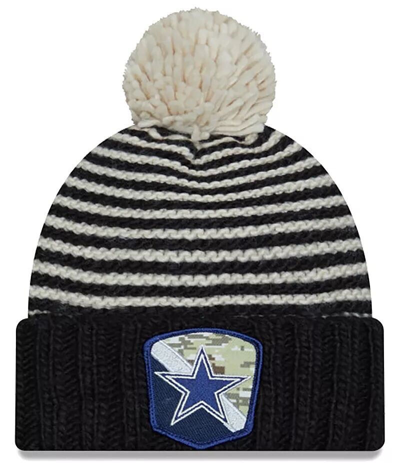

Женская черная вязаная шапка New Era Dallas Cowboys 2023 Salute to Service