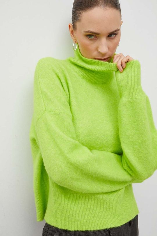 Шерстяной свитер Samsoe Samsoe, зеленый цена и фото