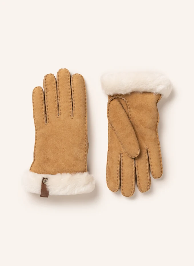 Кожаные перчатки Ugg, коричневый