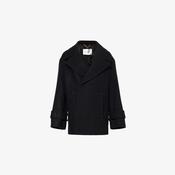 

Пальто свободного покроя из мериносовой шерсти Victoria Beckham, черный