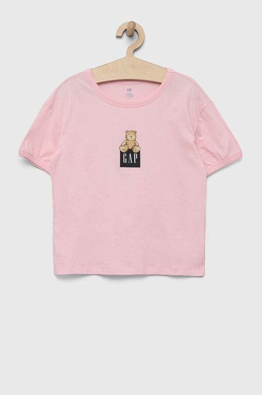 

Детская хлопковая футболка GAP, розовый