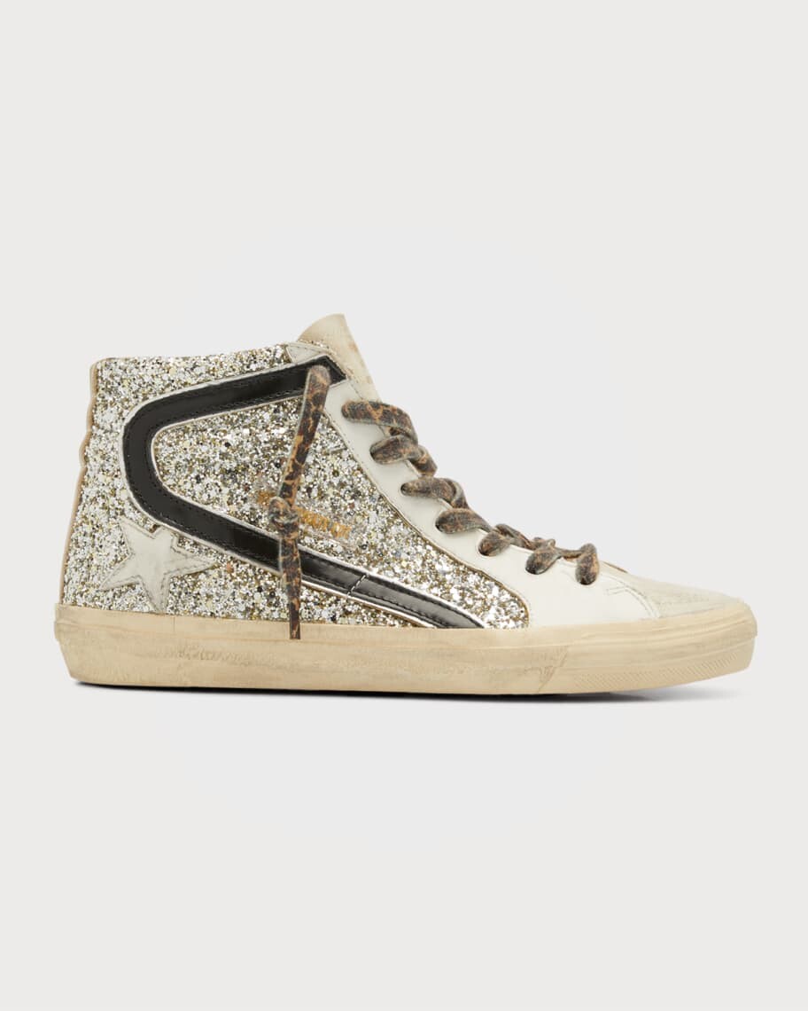 

Высокие кроссовки Slide с блестками Golden Goose
