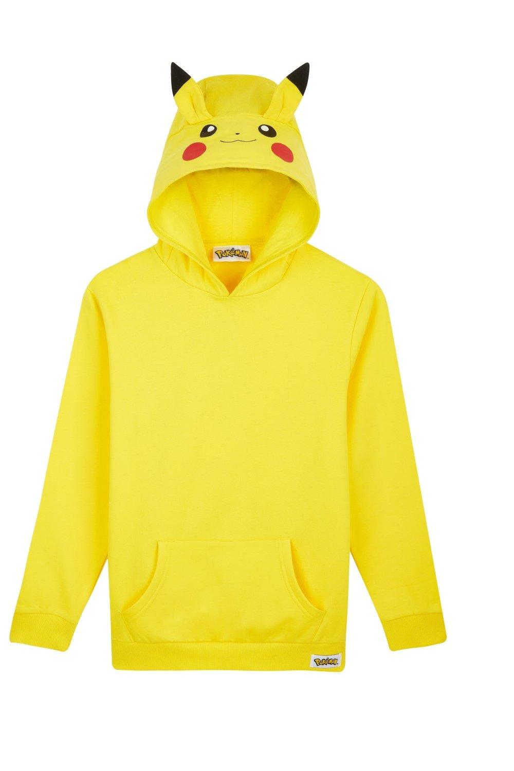 Толстовка с карманом-кенгуру Pokemon, желтый плюшевая игрушка довольный пикачу pokemon 55 см