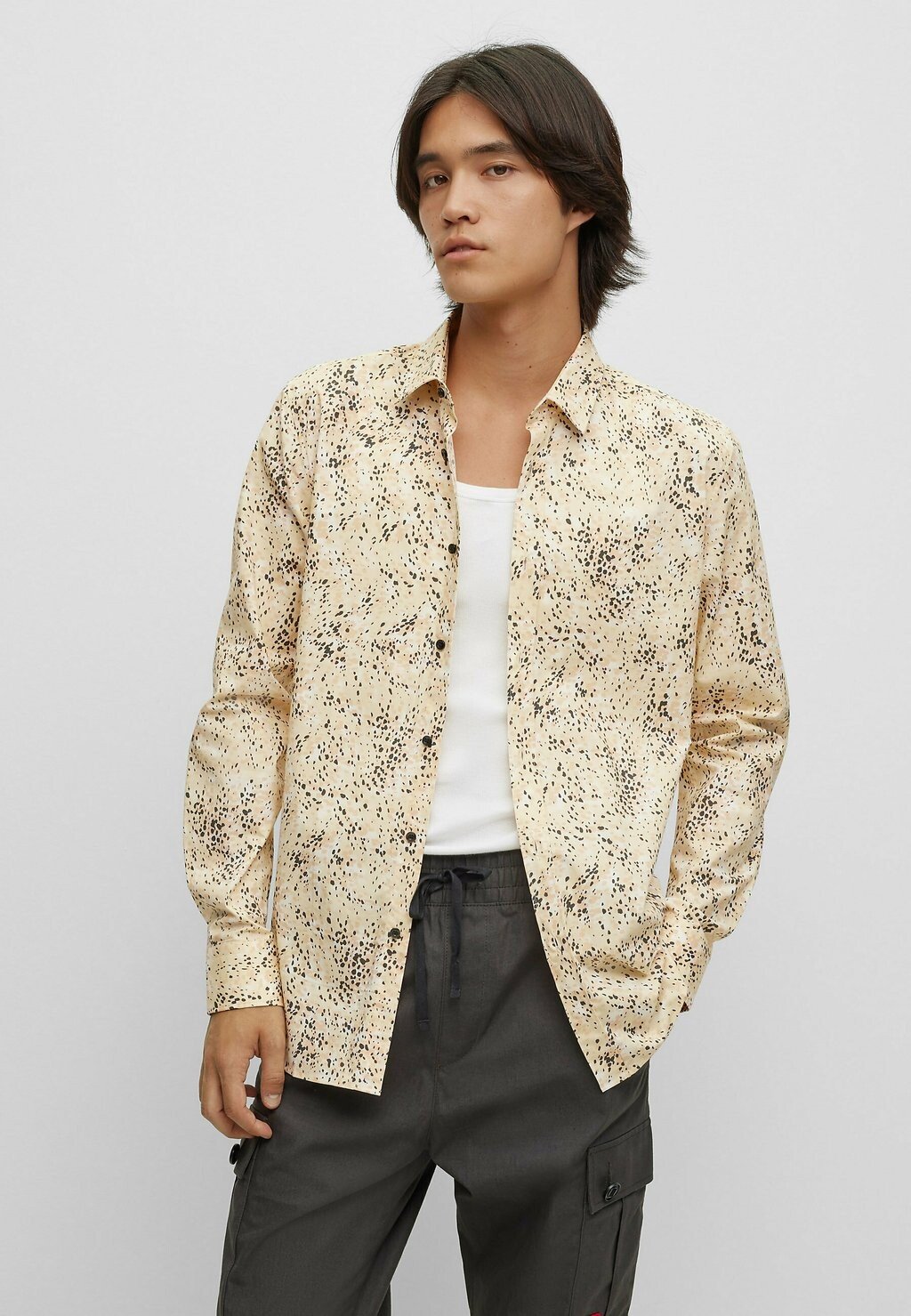

Рубашка Elisha HUGO, цвет light beige eight