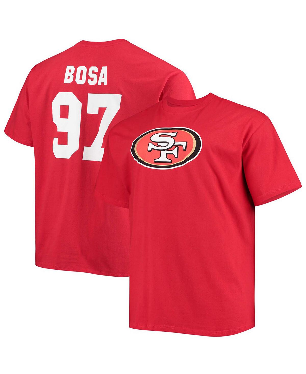 Мужская футболка Big and Tall Nick Bosa Scarlet San Francisco 49Ers с именем игрока и номером Fanatics