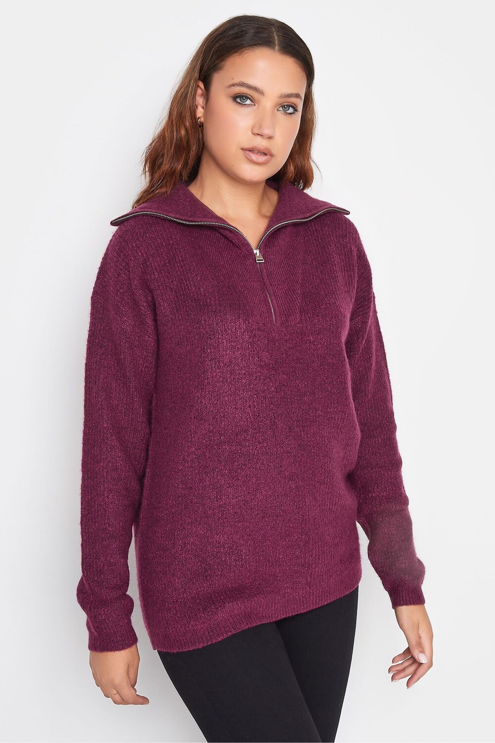 

Джемпер с воротником-воронкой на молнии Long Tall Sally, фиолетовый