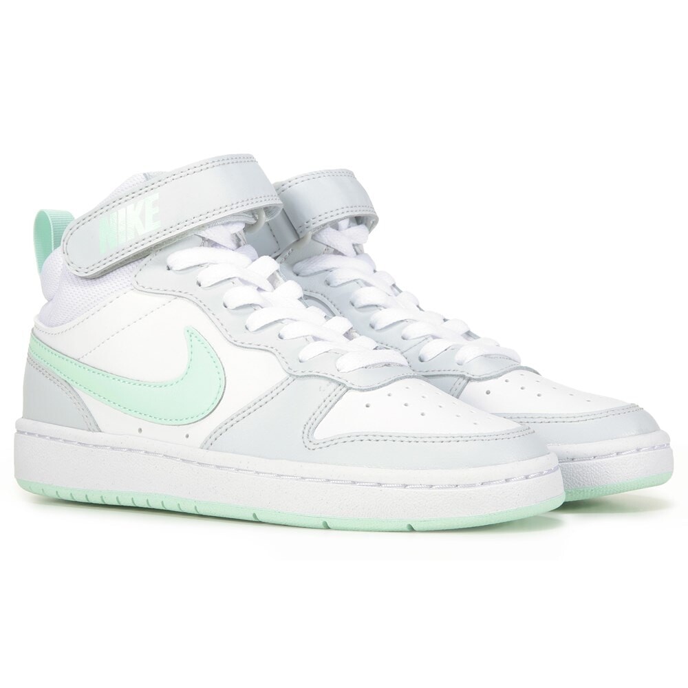 

Детские высокие кеды Court Borough 2 Big Kid Nike, цвет pure platinum/mint f