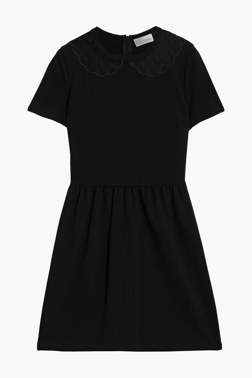 

Платье мини из понте со сборками и отделкой "пуэн-деспри" Redvalentino, черный