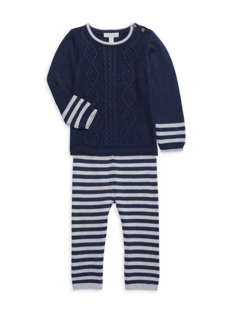 Комплект из 2-х предметов вязаного свитера и штанов для маленького мальчика Miniclasix, темно-синий