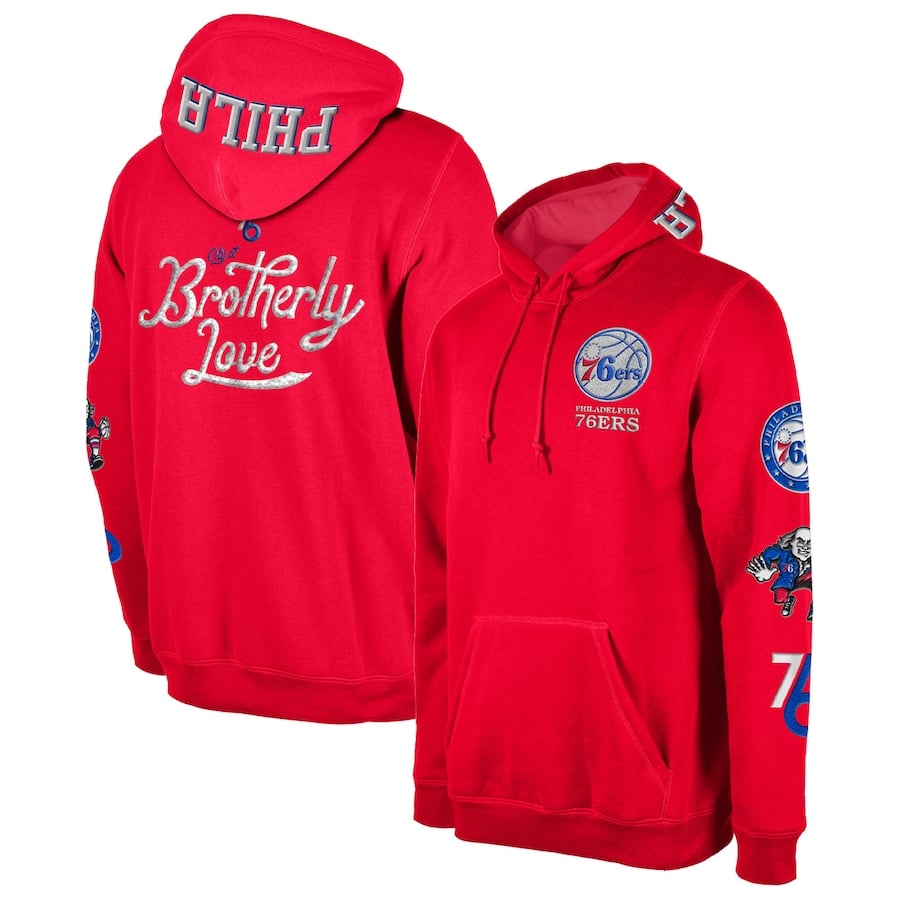 

Пуловер с капюшоном New Era Philadelphia 76Ers, красный