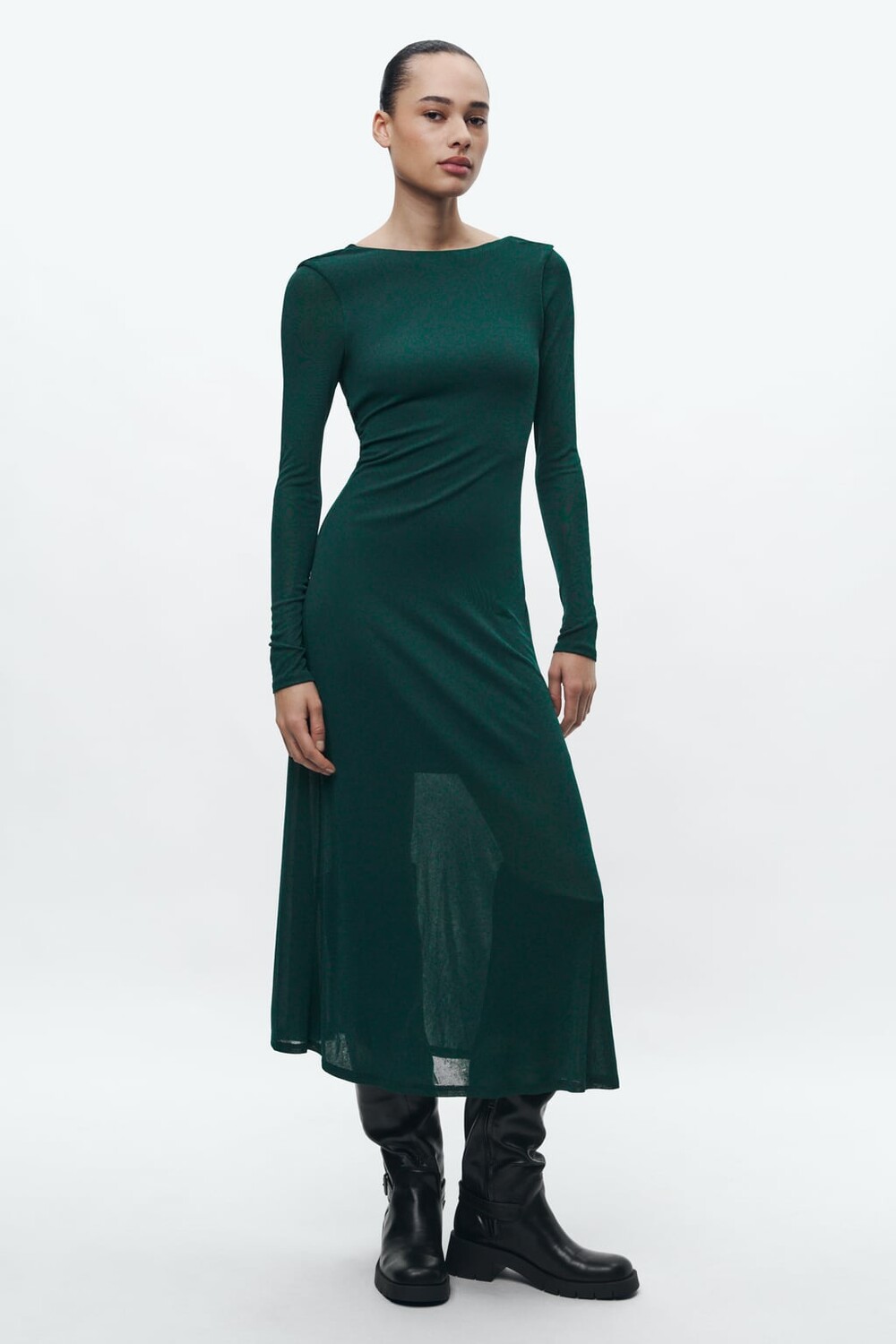 

Платье с вырезом на спине ZARA, зеленый