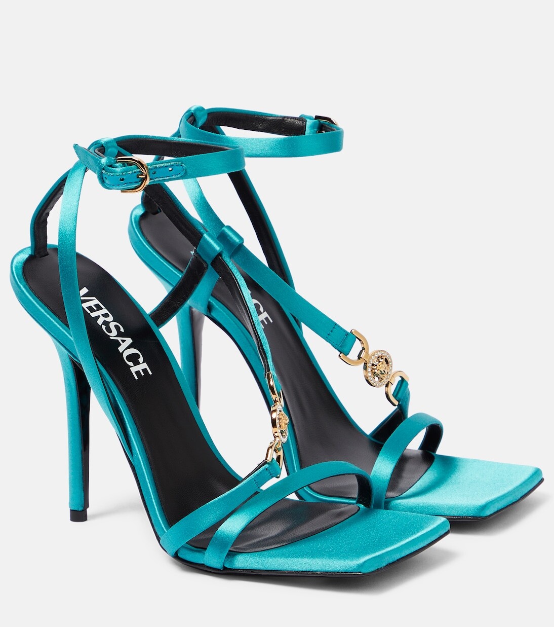 

Атласные босоножки medusa '95 Versace, бирюзовый