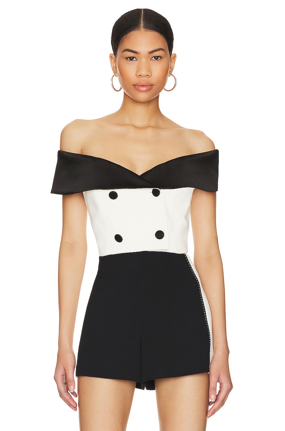 

Топ Alice + Olivia Avalon Off the Shoulder, экрю