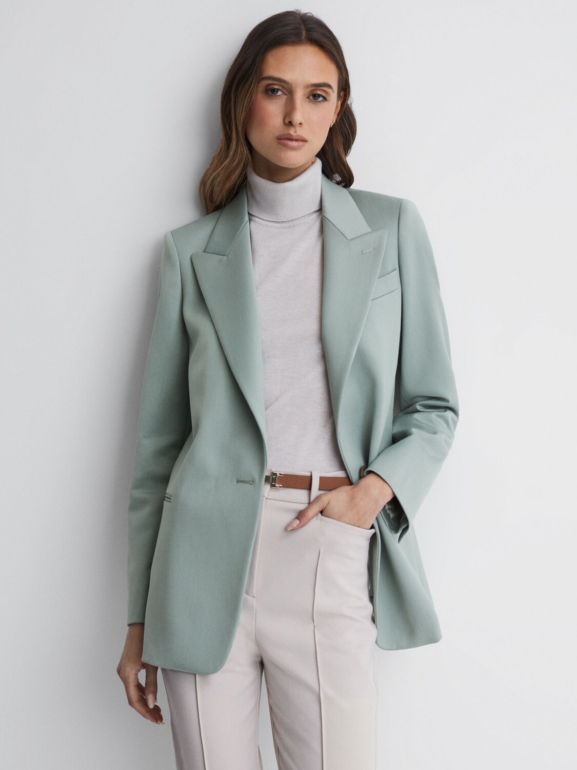 

Однобортный пиджак Reiss Celeste из смесовой шерсти, зеленый