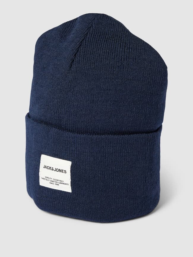

Шапка-бини однотонного дизайна с широкой манжетой Jack & Jones, темно-синий