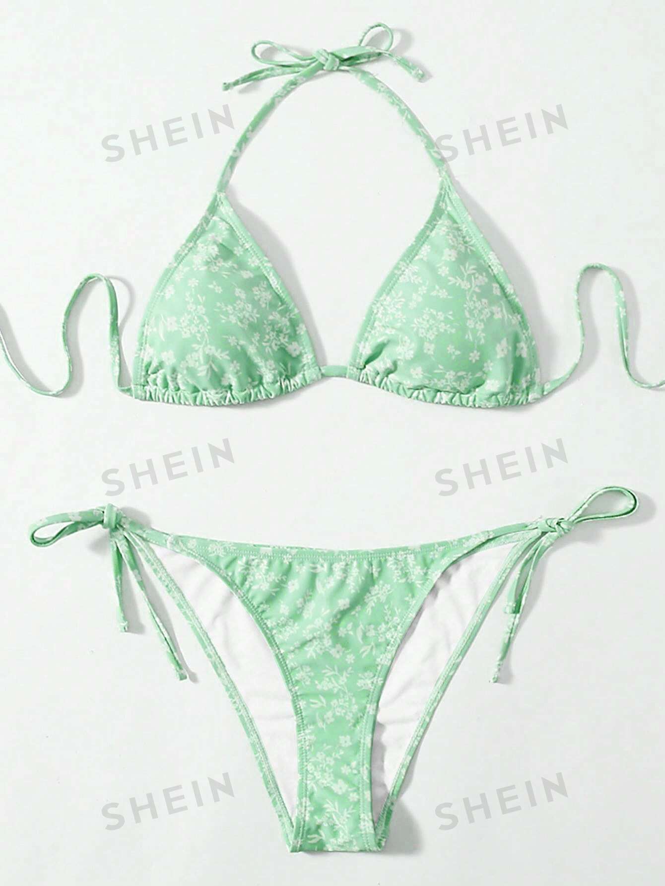 Комплект из двух предметов купальника Little с цветочным принтом, зеленый