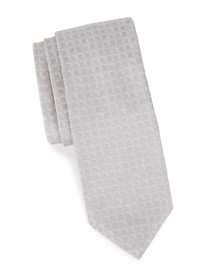 галстук бабочка ярко сиреневая с ромбовидной текстурой КОЛЛЕКЦИЯ Шелковый галстук с ромбовидной текстурой Saks Fifth Avenue, серый