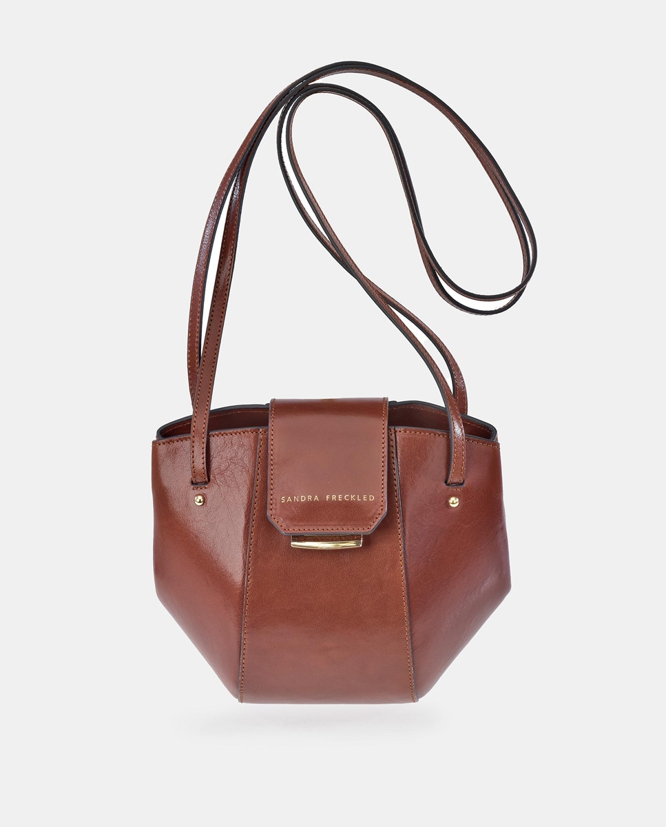 цена Маленькая светло-коричневая кожаная сумка через плечо с фирменной отделкой Sandra Freckled, светло-коричневый