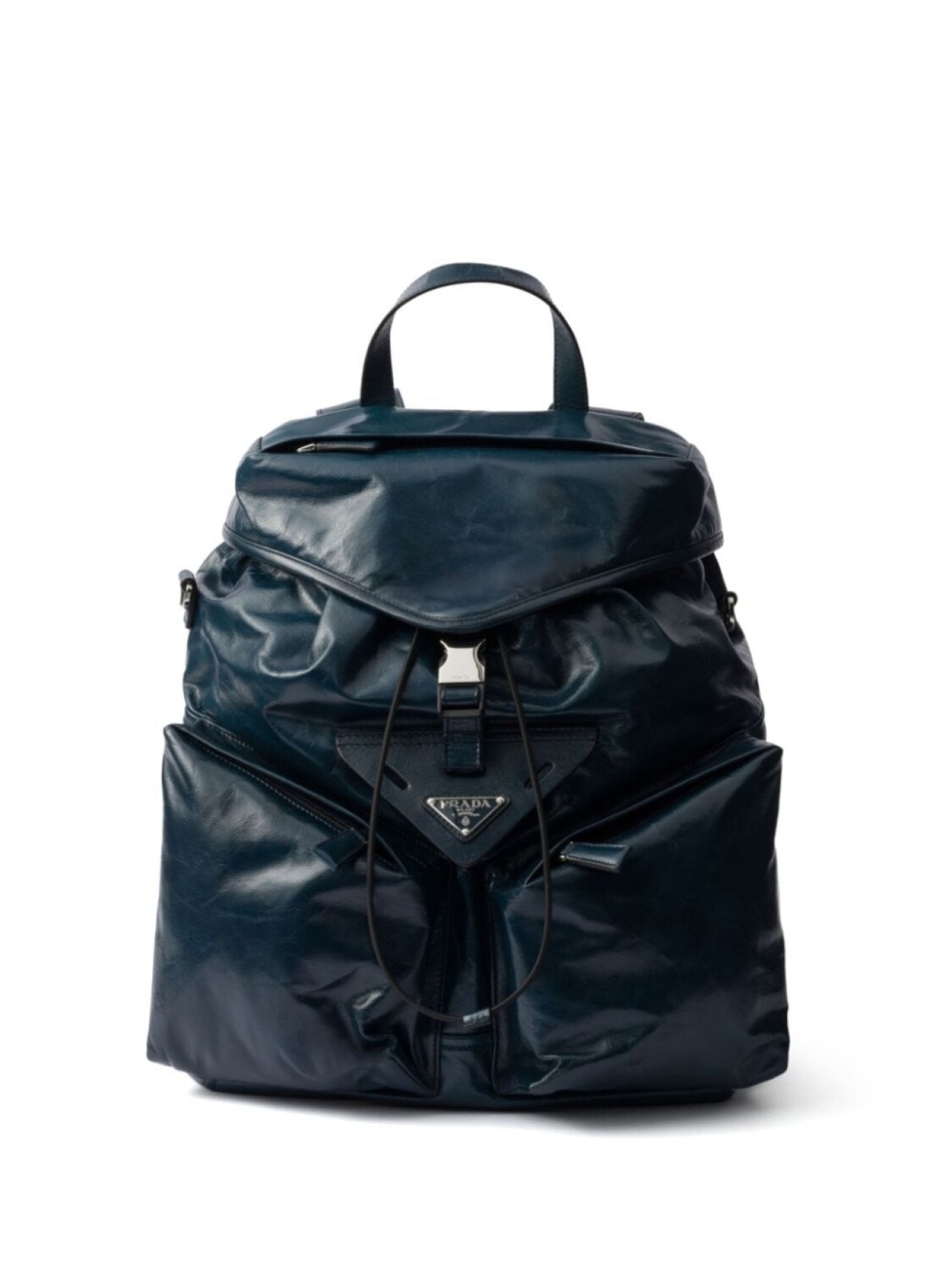 

Кожаный рюкзак с логотипом Prada, синий
